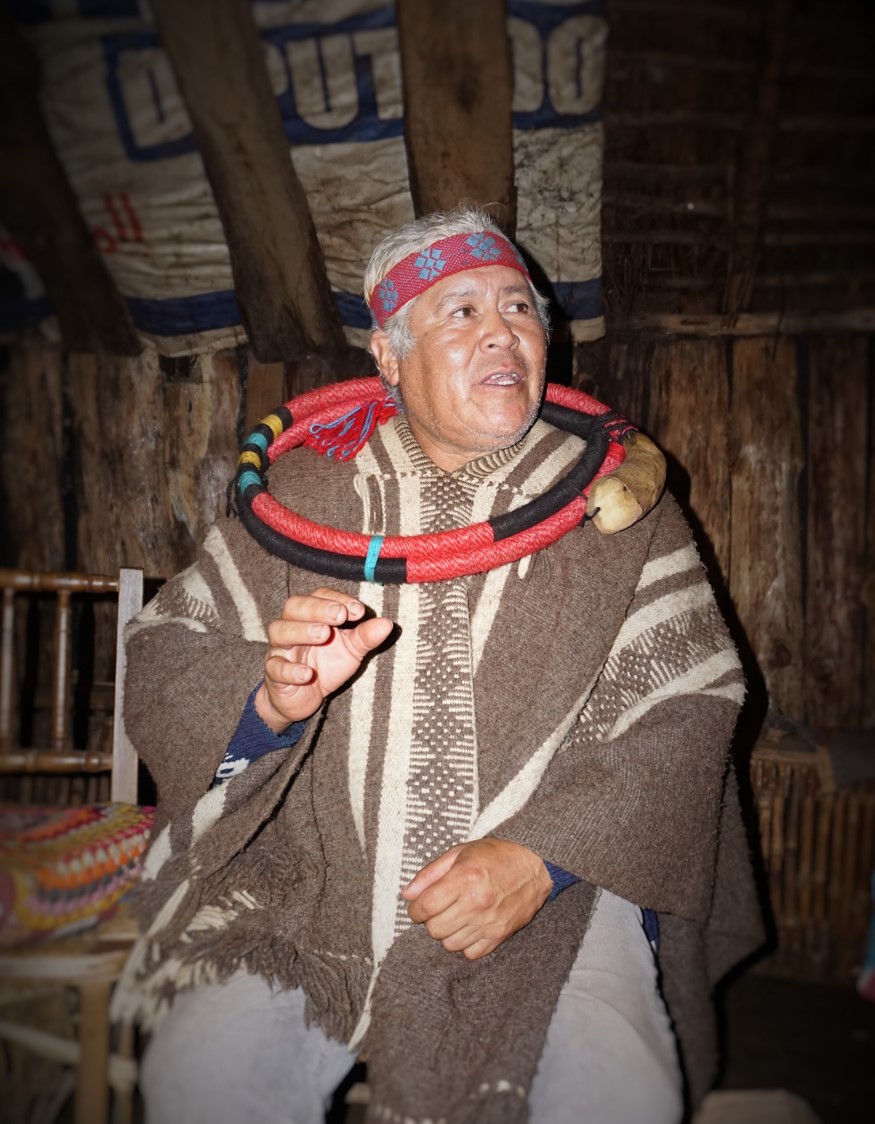 À gauche : Don Alfonso, professeur de Mapudungún. À droite : Elisabeth, professeure de médecine traditionnelle.